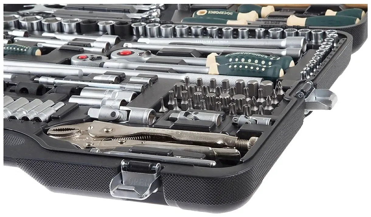 RockForce Набор инструментов 180 предметов слесарно-монтажный 1/4",3/8",1/2" в кейсе ROCKFORCE RF-41802-5 набор инструментов в Краснодар-1